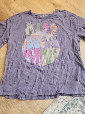 Womens Purple Splatter Kiss Short Sleeve T Shirt Size XXL Rock